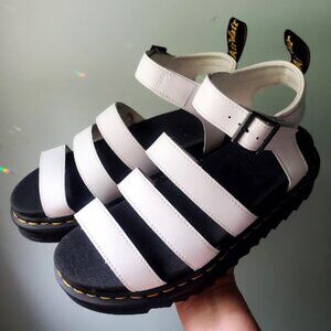Dr Martens Blaire Hydro Leather Sandals - White - Womens Size 9 - Barely Worn